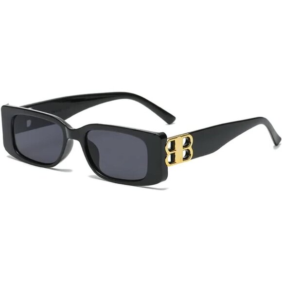 ?Women Black Rectangle Sunglasses Trendy Taylor Swift Mob Aesthetic Sunglasses main image 5